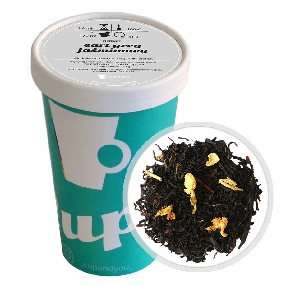 Herbata czarna EARL GREY JAŚMINOWY premium sypana jaśmin na prezent 120g - herbata liściasta sypana mieszanka napar susz
