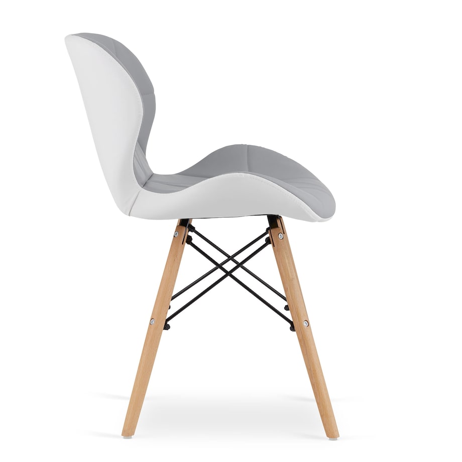 Krzesło Do Jadalni Kuchni Salonu Lago Ekoskóra - Szaro-Białe