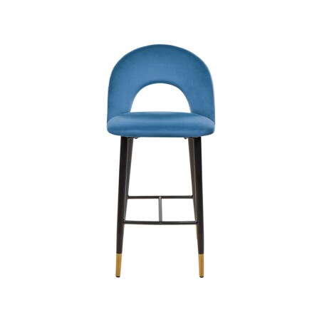 Zestaw 2 krzeseł barowych welurowy niebieski FALTON