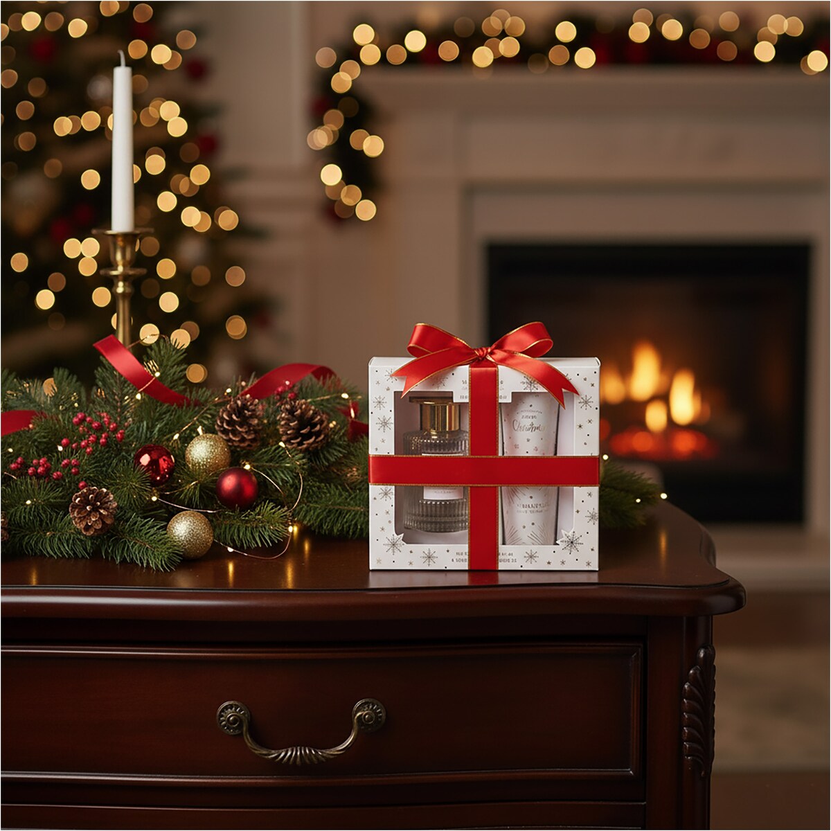 Dyfuzor Z Patyczkami Zapach Zestaw Zapachowy + Dwie Świece Dekoracje Świąteczny