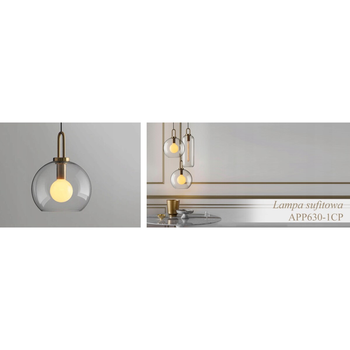 Lampa Sufitowa Wisząca Szklana E27 Kula Złota 25Cm