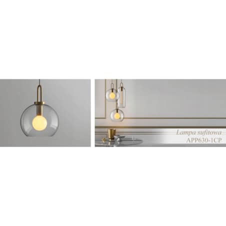 Lampa Sufitowa Wisząca Szklana E27 Kula Złota 25Cm