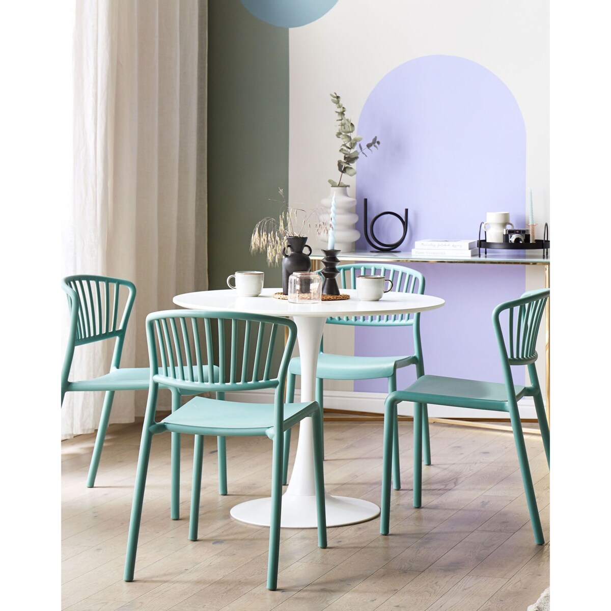 Zestaw 4 krzeseł do jadalni zielony GELA