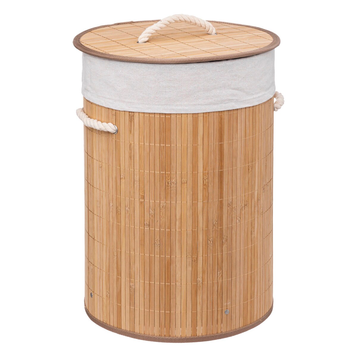 Kosz na pranie BAMBOO, okrągły z pokrywką, 48 l