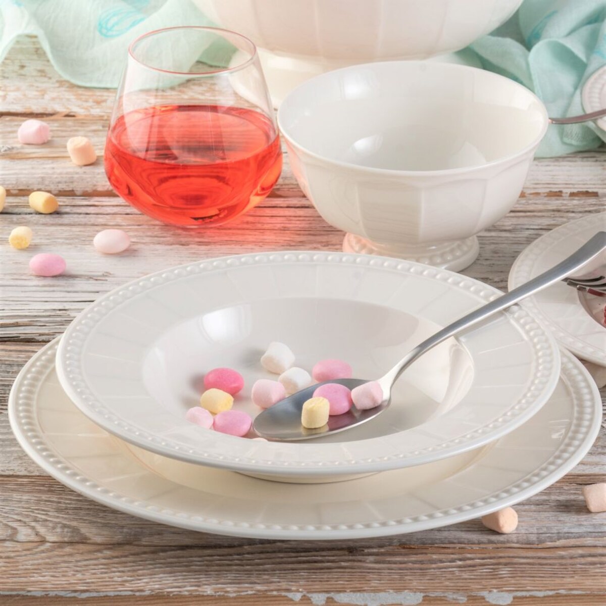 VILLA ITALIA Serwis obiadowy na 6 osób VENICE WHITE