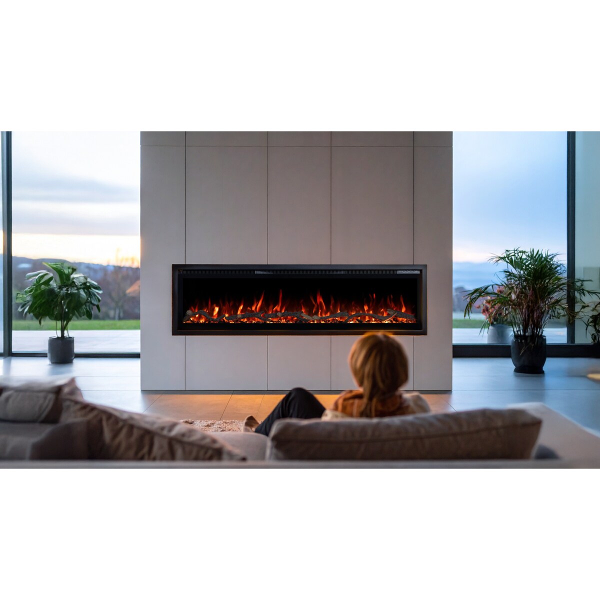 Kominek elektryczny Emotion Flame Regal 126 - ścienny i do zabudowy - 126x35x12 cm - kominek LED z funkcją grzania 900/1800 W