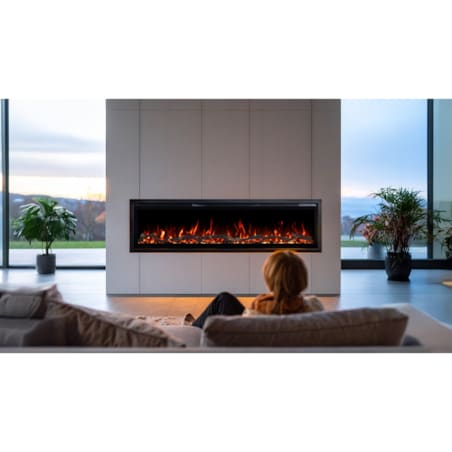 Kominek elektryczny Emotion Flame Regal 126 - ścienny i do zabudowy - 126x35x12 cm - kominek LED z funkcją grzania 900/1800 W