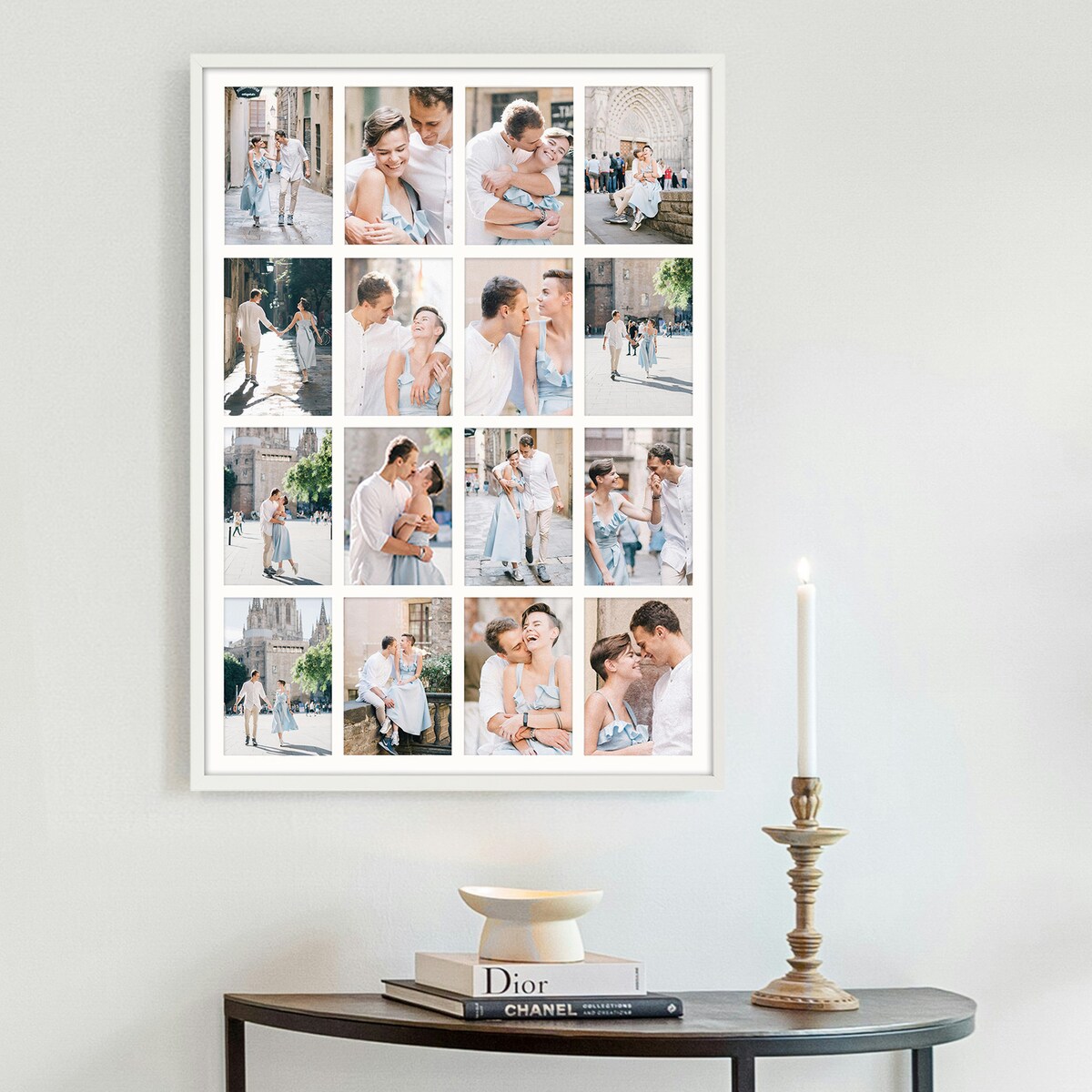 Ramka na zdjęcia 16 zdjęć 10x15 cm rama biała foto galeria 50x70 cm kolaż FRAMAI®