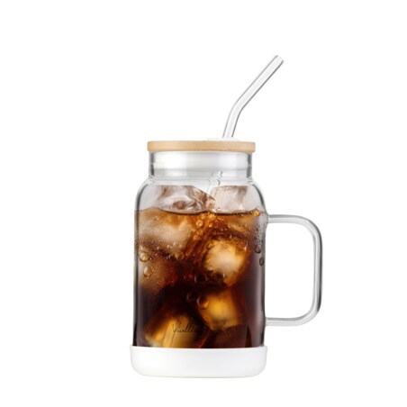 Słoik ze słomką 600 ml biały Fuori 29835
