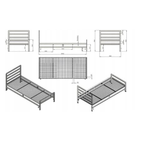 ŁÓŻKO 90x200 METALOWE - CZARNE
