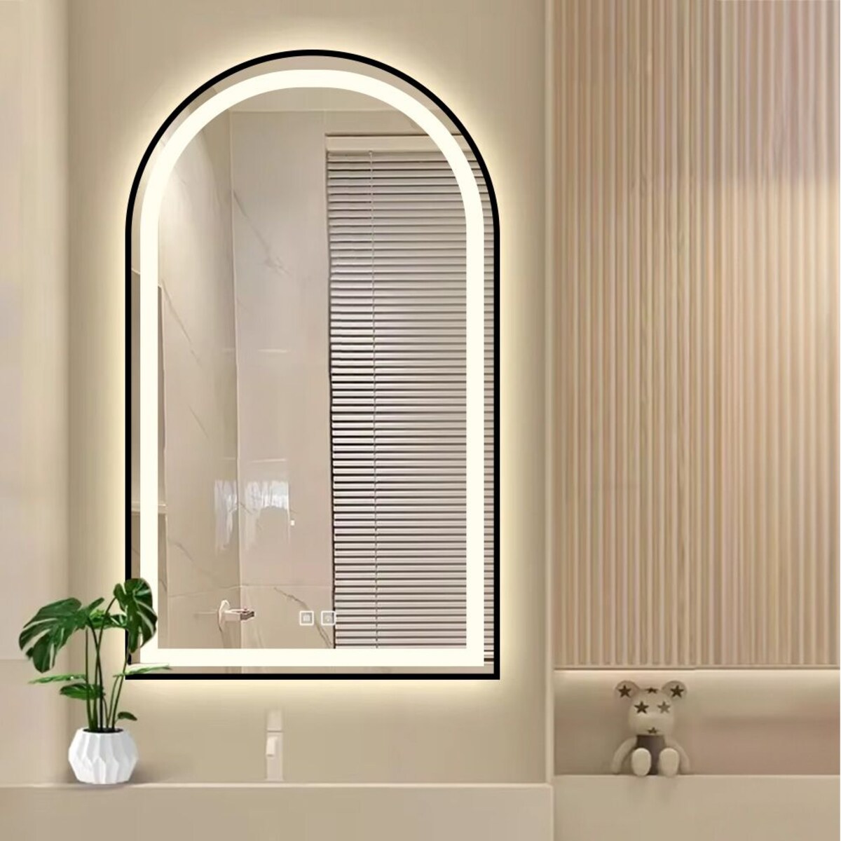 Lustro ścienne LED z czarną ramą DASH BLACK 60x100cm