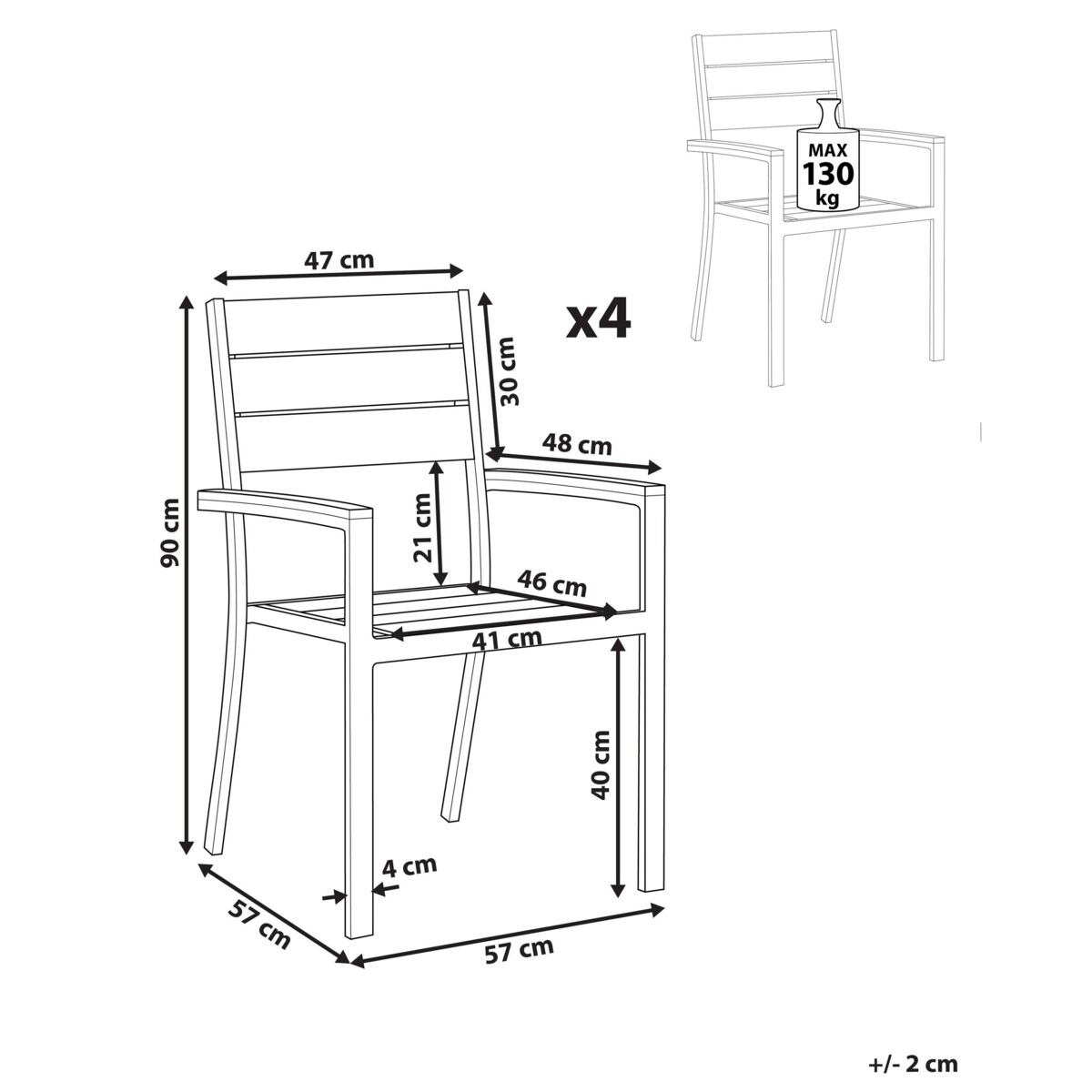 Zestaw 4 krzeseł ogrodowych beżowy PRATO
