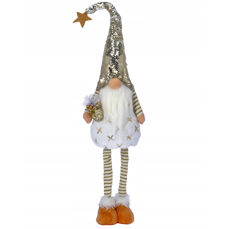 SKRZAT świąteczny KRASNAL gnom Mikołaj DUŻY biały