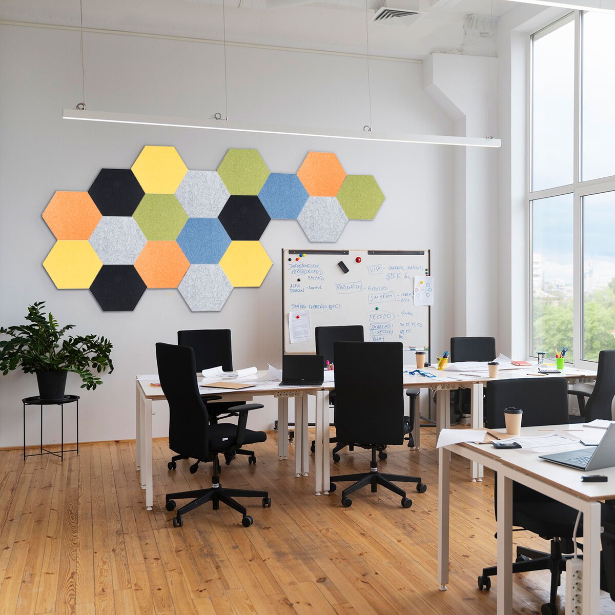 Zestaw 2 szt panel filcowy Felly 40x46 cm płytka heksagon gładki żółty