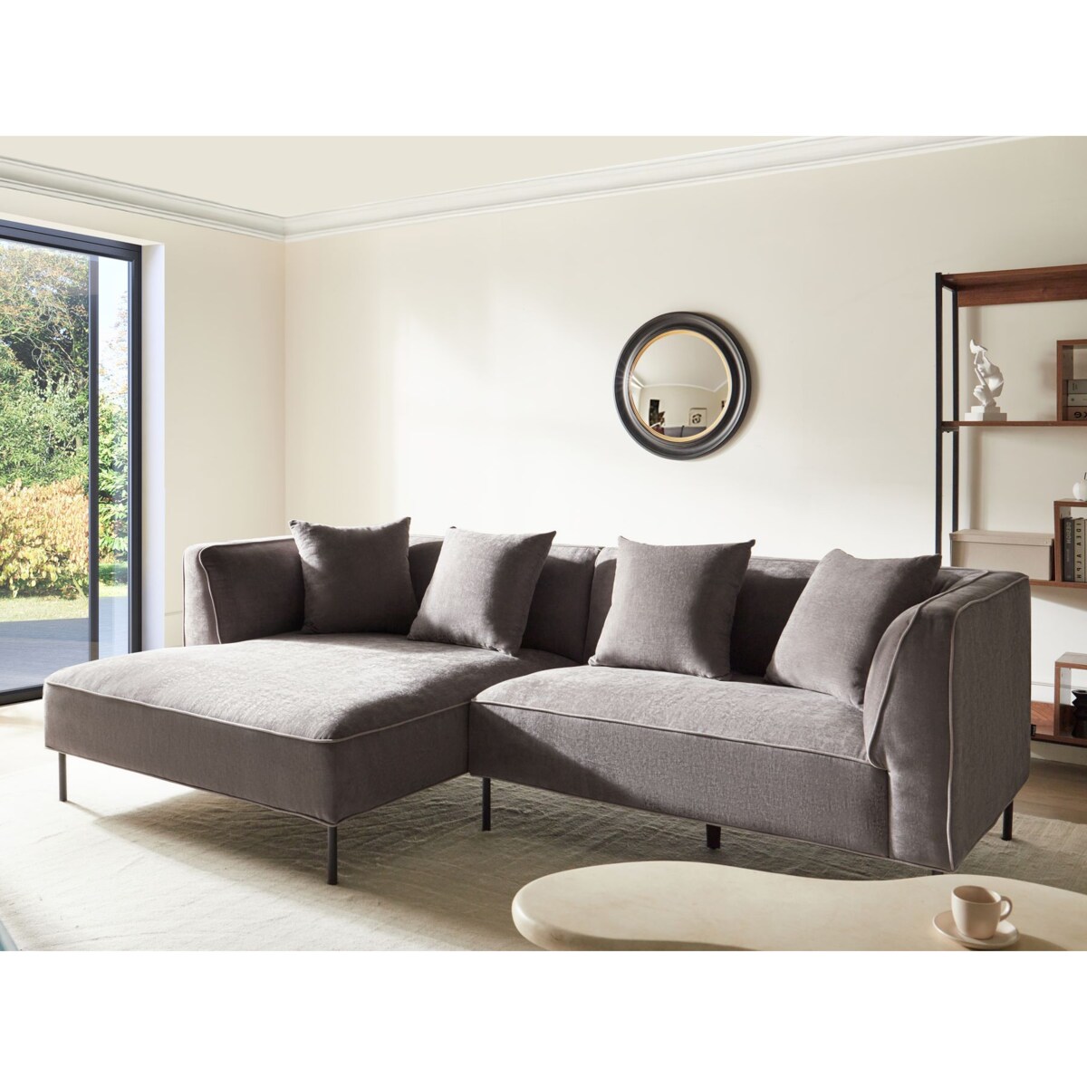 Narożnik dla 3 osób SATER Szenil Beżowoszary Prawostronny