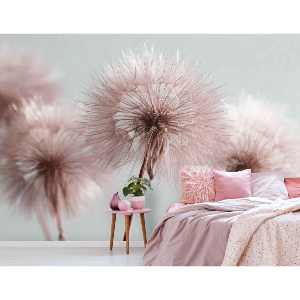 Fototapeta Do Sypialni Salonu Na Flizelinie Dmuchawce Natura Różowy 350x250