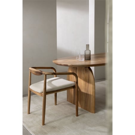 Krzesło z drewna z szenilowym siedziskiem Mallory rustykalny brąz