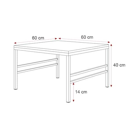 Stolik kawowy BIAŁY POŁYSK blat, KASZMIROWY stelaż 60cm FORMA