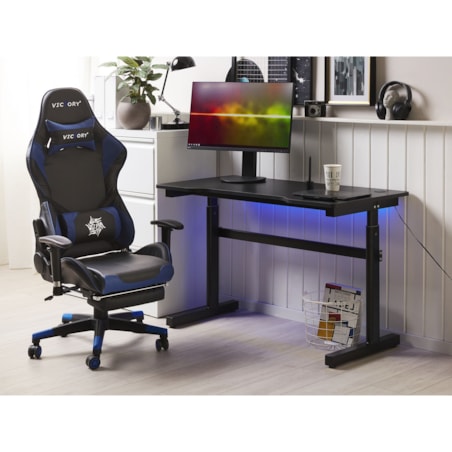 Biurko gamingowe RGB LED regulowane manualnie 120 x 60 cm czarne DURBIN