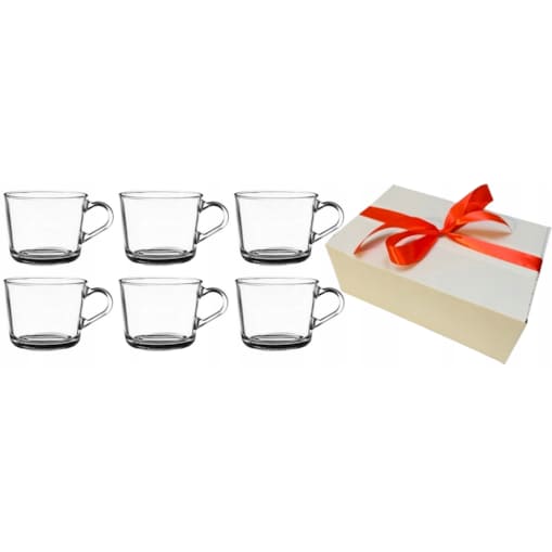 KOMPLET SZKLANEK 6x 270 ml na kawę herbatę soki napoje W PUDEŁKU prezent