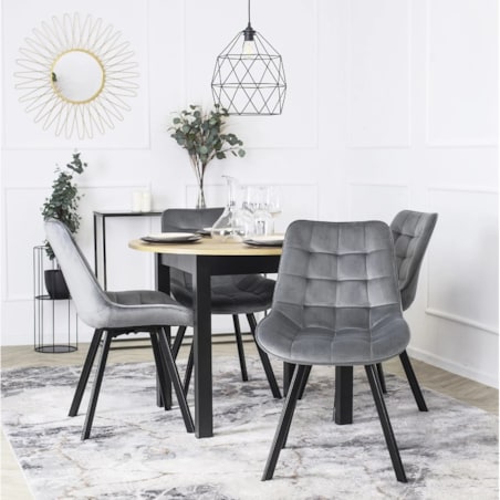 Krzesło Tapicerowane Welurowe Do Jadalni Salonu Loft RICK Szare Pikowane
