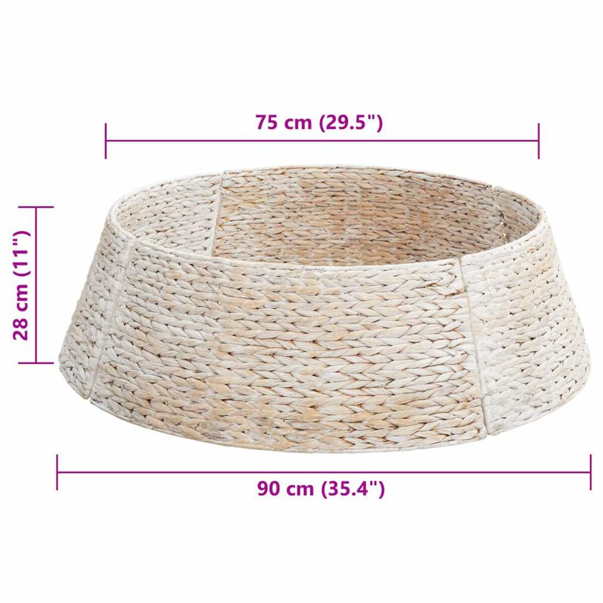 vidaXL Kołnierz do Choinki Biały 90 x 90 x 28 cm Hiacynt wodny