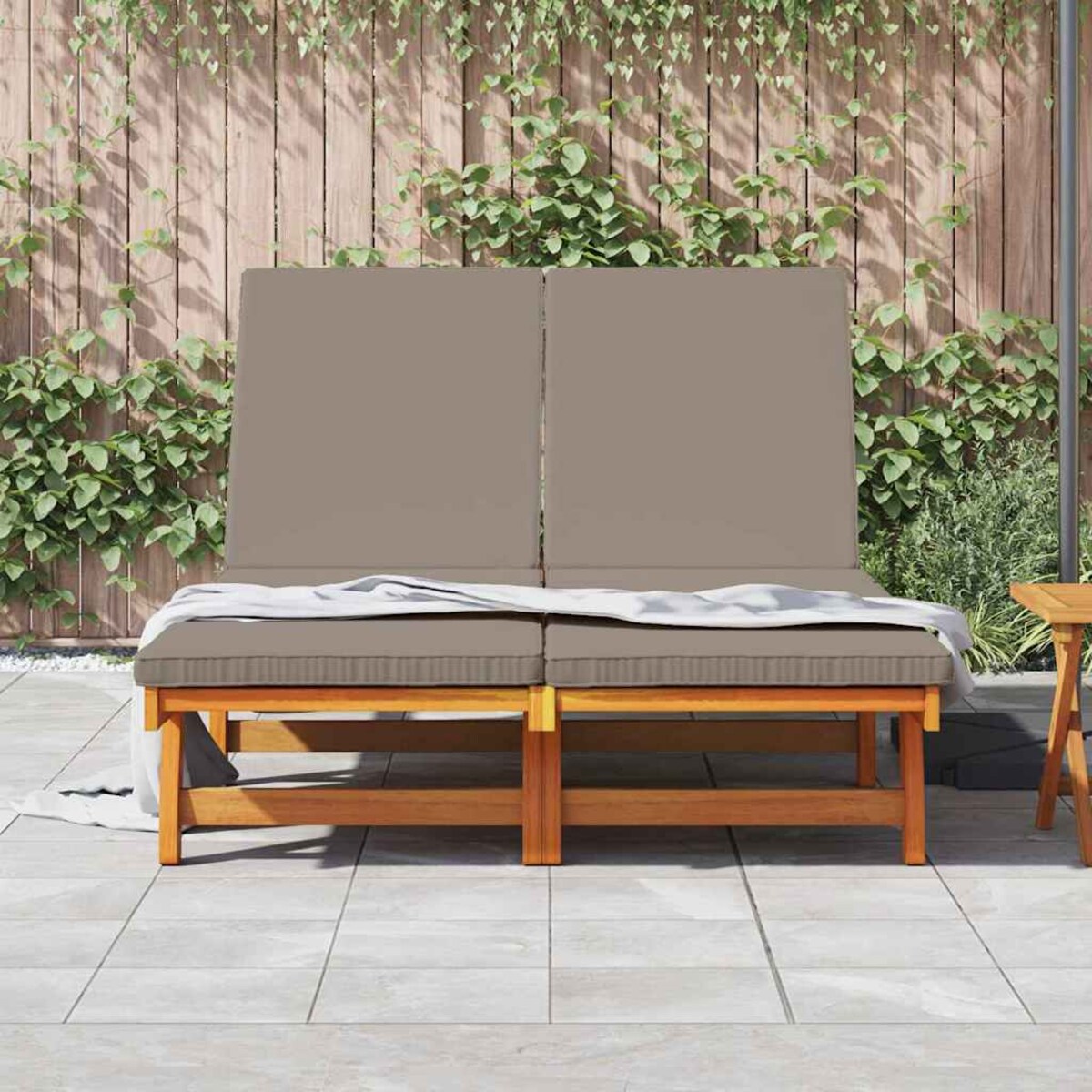 vidaXL Leżak z poduszką Brązowy 125 x 200 x 84cm Lite drewno akacjowe