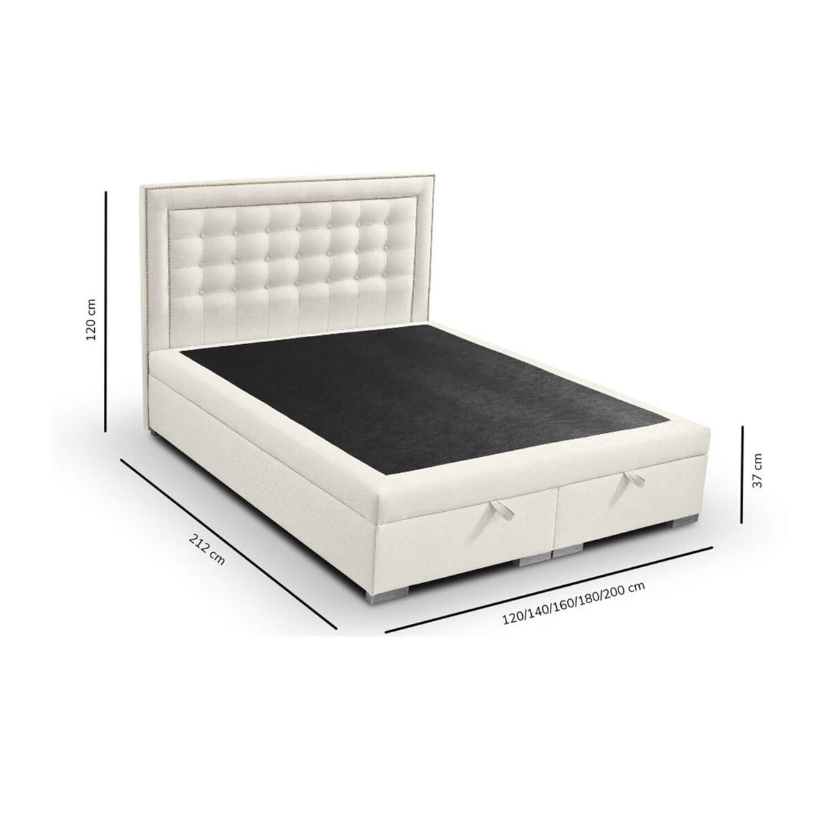 Łóżko tapicerowane BALFORD 180x200 z pojemnikiem, Antracyt, tkanina Megan 367