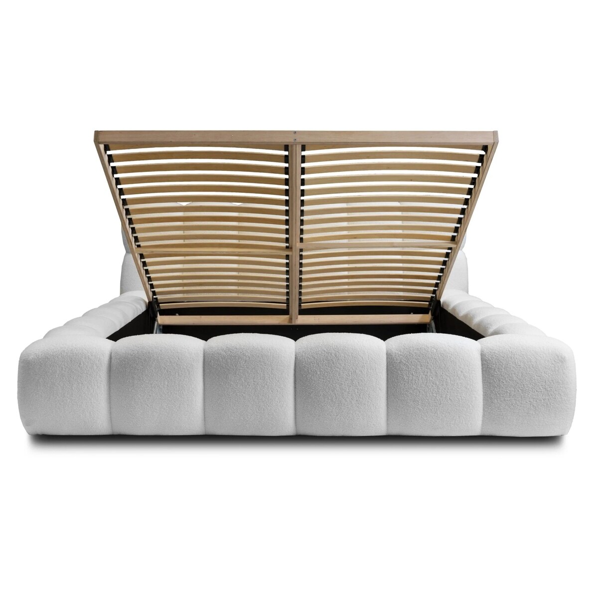 Łóżko tapicerowane 160x200 cm białe bouclé Santo