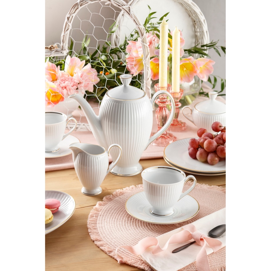 Garnitur do kawy dla 12 osób 39 el. Dalia złota linia 3612