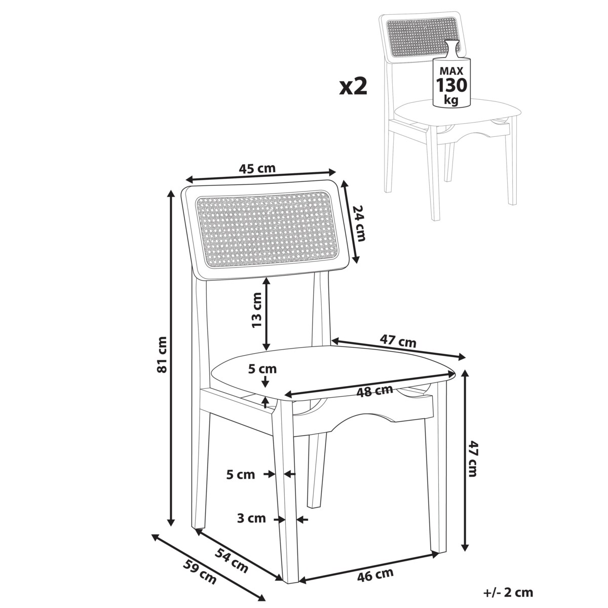 Zestaw 2 krzeseł do jadalni RUBONIA Drewno Ciemnobrązowy