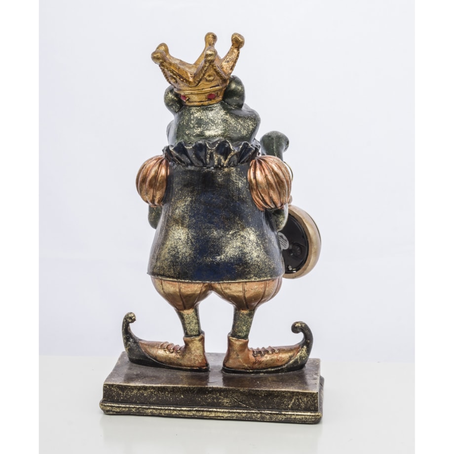 Dekoracja - figurka żabiego króla z zegarkiem 25,5x15,5x10,5 cm FROGG-2 z koroną