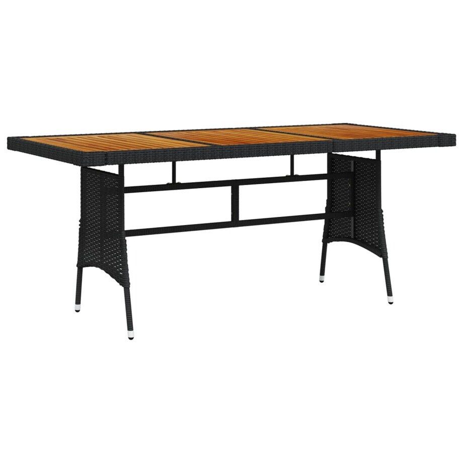 vidaXL Stół ogrodowy, czarny 160x70x72 cm, rattan PE i drewno akacjowe