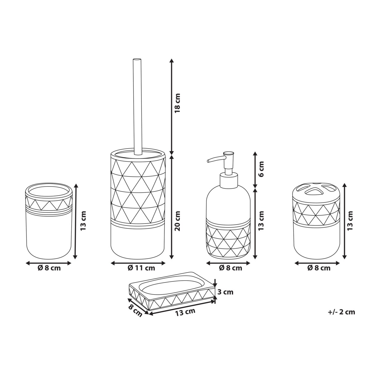 Zestaw akcesoriów łazienkowych 5 elementów LANCO Ceramika Czarny