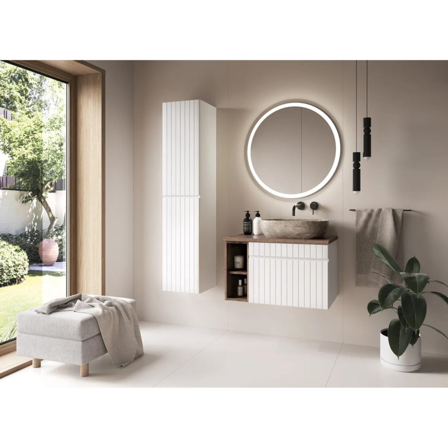 Szafka pod umywalkę nablatową ICONIC WHITE 80cm zestaw z blatem