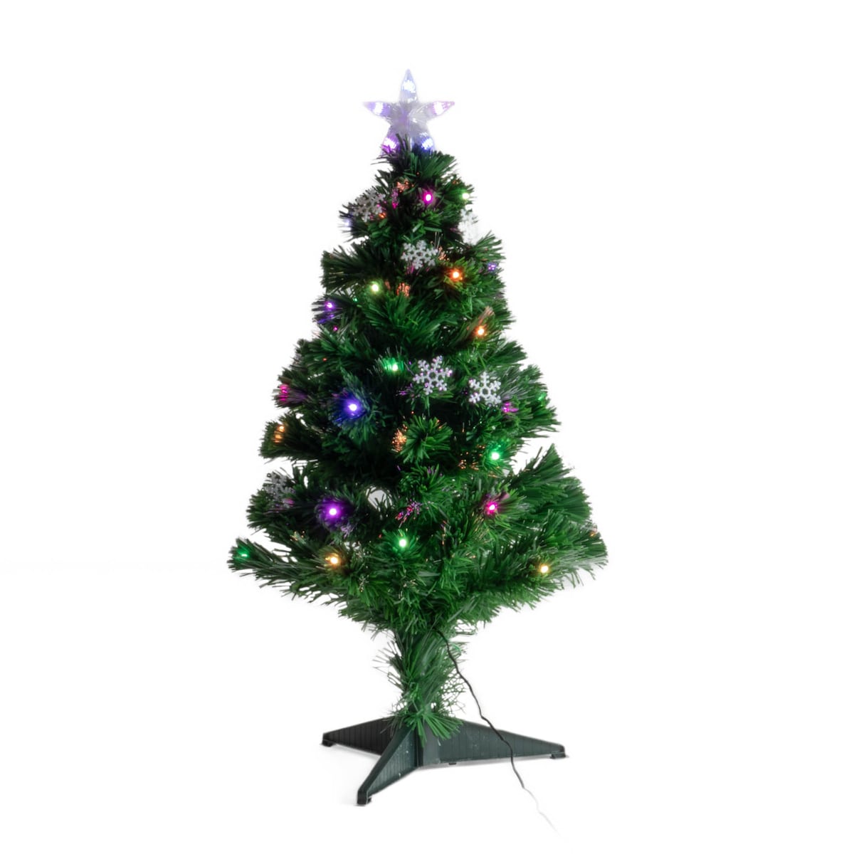 Sztuczna choinka z oświetleniem i gwiazdą, 90 cm, LED, kolor zielony, tworzywo sztuczne