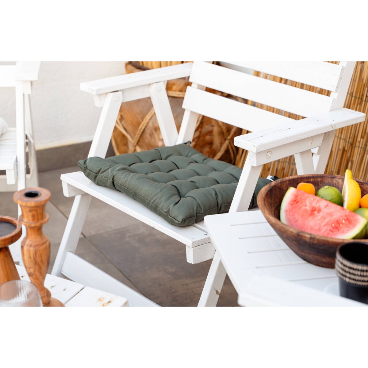 Poduszka na krzesło pikowana z wiązaniem ESSENTIEL, 40 x 40 cm