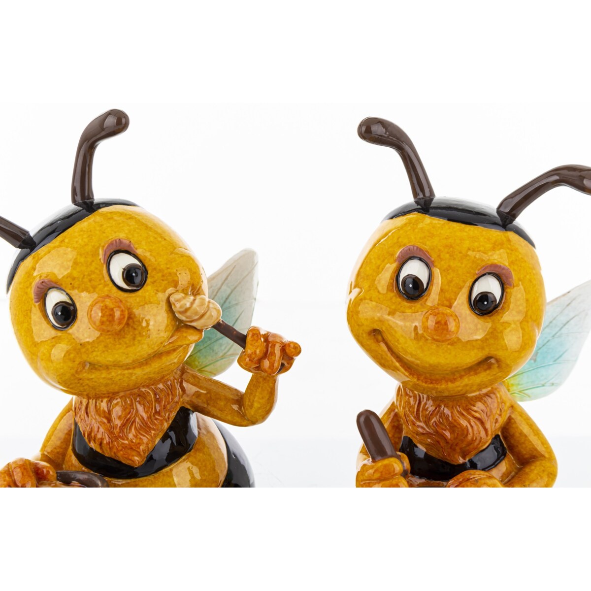 Dekoracja - para kolorowych pszczółek 13x9x10 cm API zjadające miód