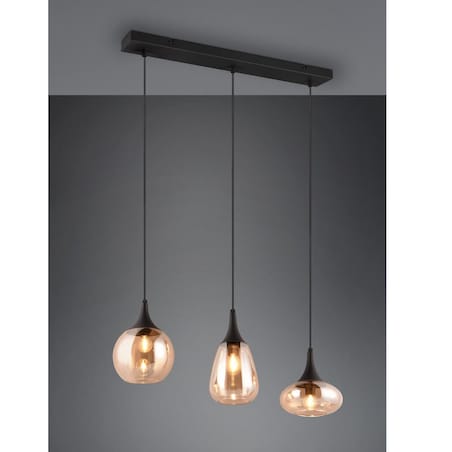 Potrójna lampa nad stół Lumina 317000313 Trio szkło czarna bursztynowa