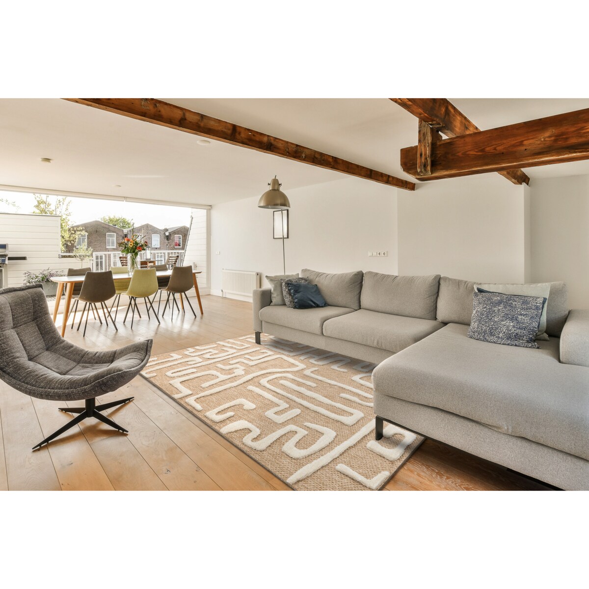 Dywan SPARK 0711A beż / krem - Labirynt, 180x270 cm