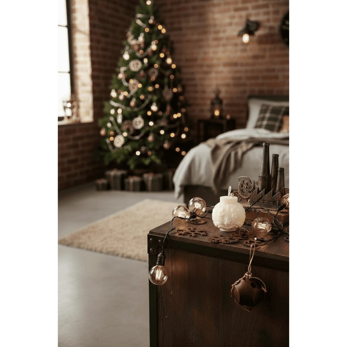 Świeca sojowa Bombka Szopka – ręcznie robiona świąteczna dekoracja