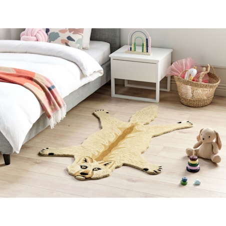 Dywan dziecięcy wełniany wilk 100 x 160 cm beżowy BALTO