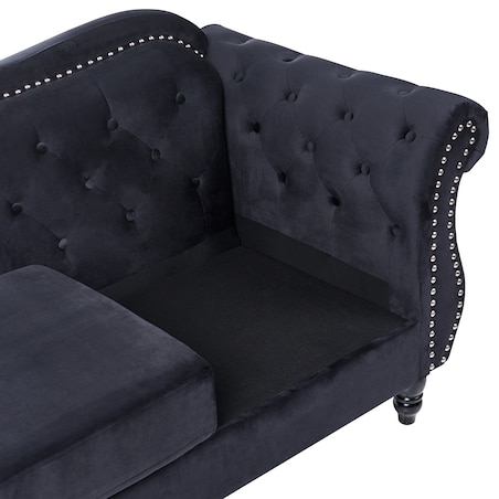 Sofa dla 3 osób SKIEN Welur Czarny