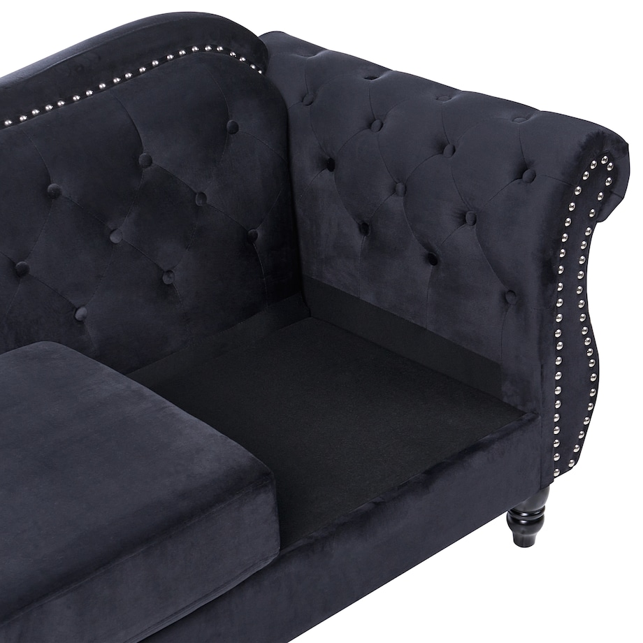 Sofa dla 3 osób SKIEN Welur Czarny