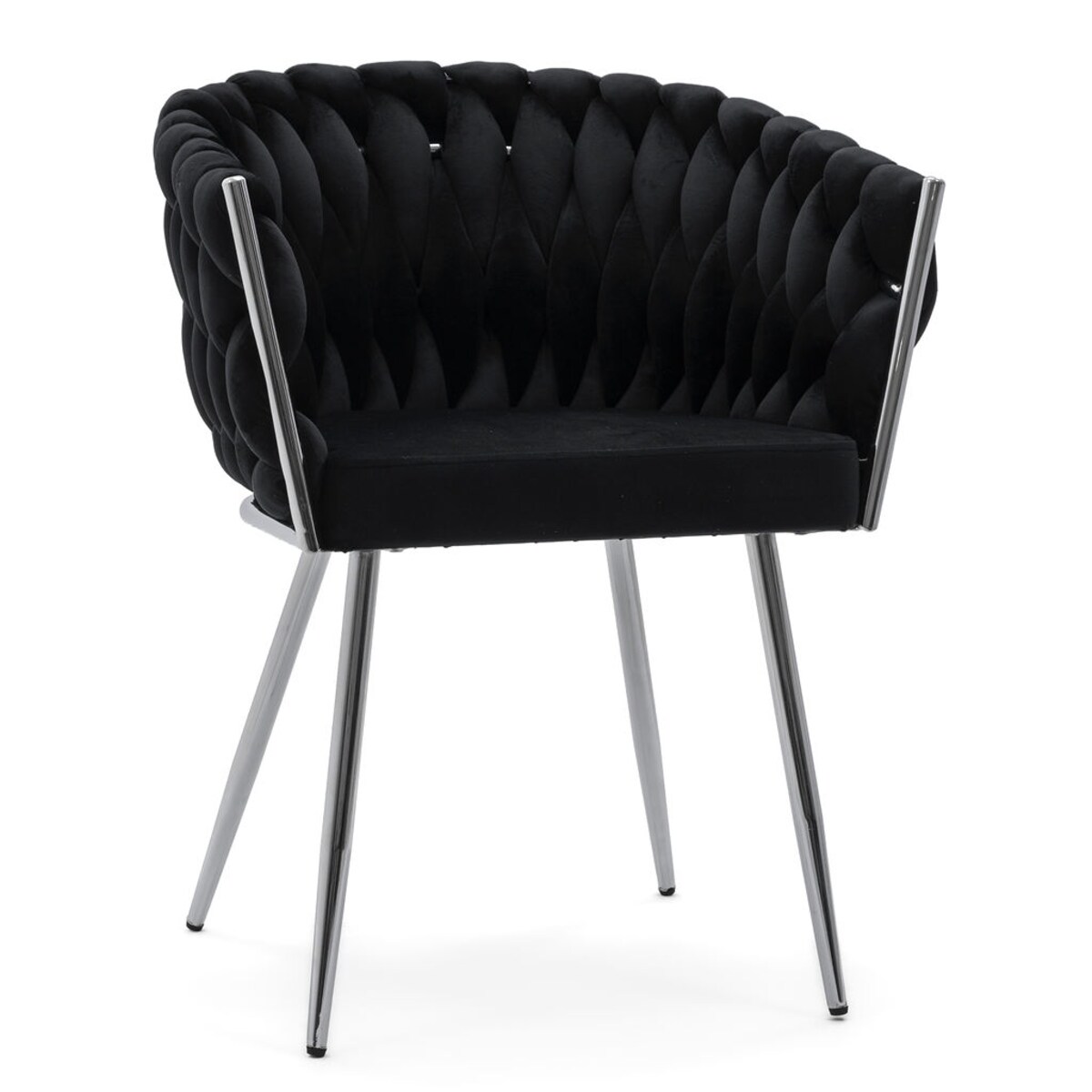 KRZESŁO DO JADALNI TAPICEROWANE WELUROWE CZARNE ROSA CHROME NOWOCZESNE