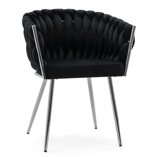 KRZESŁO DO JADALNI TAPICEROWANE WELUROWE CZARNE ROSA CHROME NOWOCZESNE