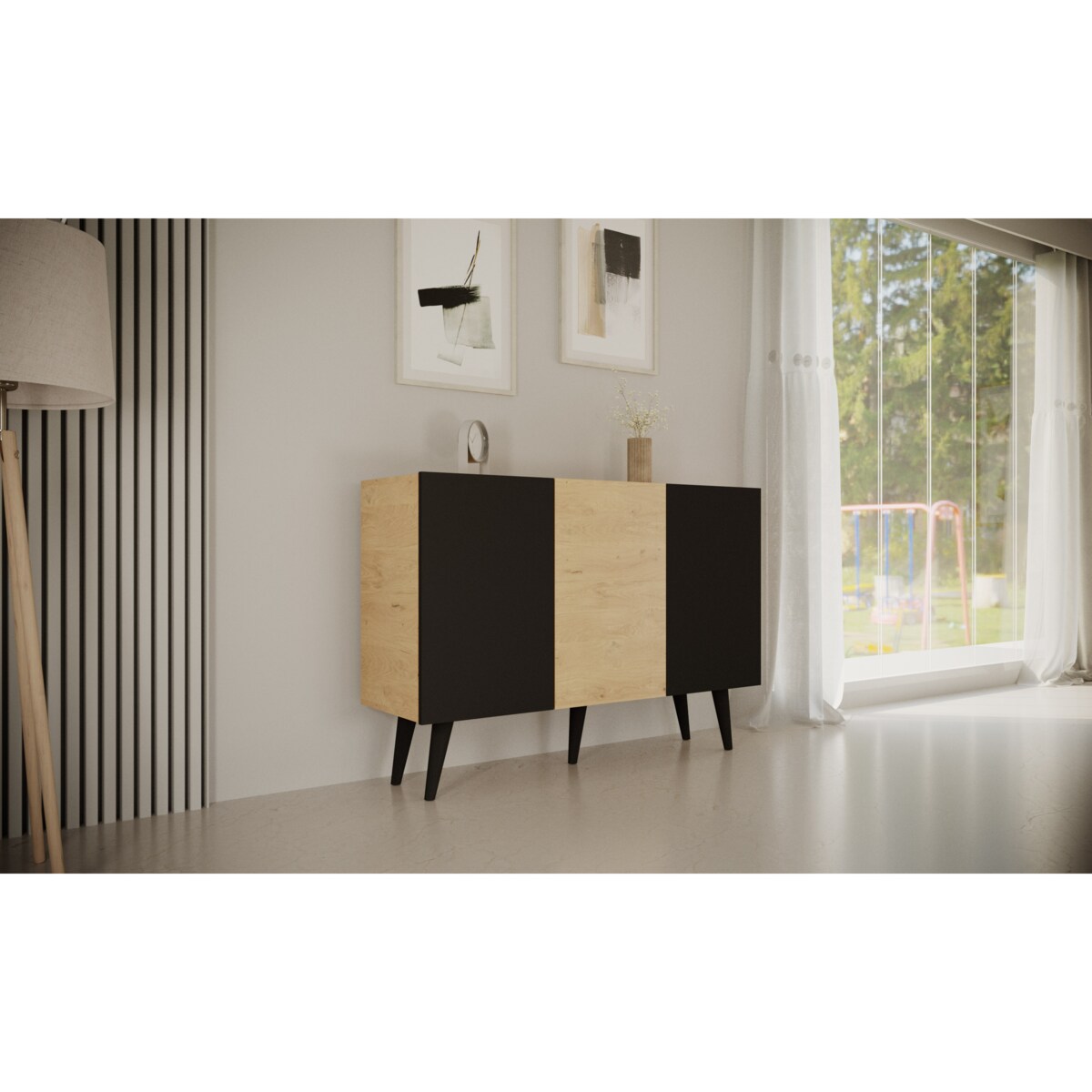 Komoda Toronto dąb artisan & czarny