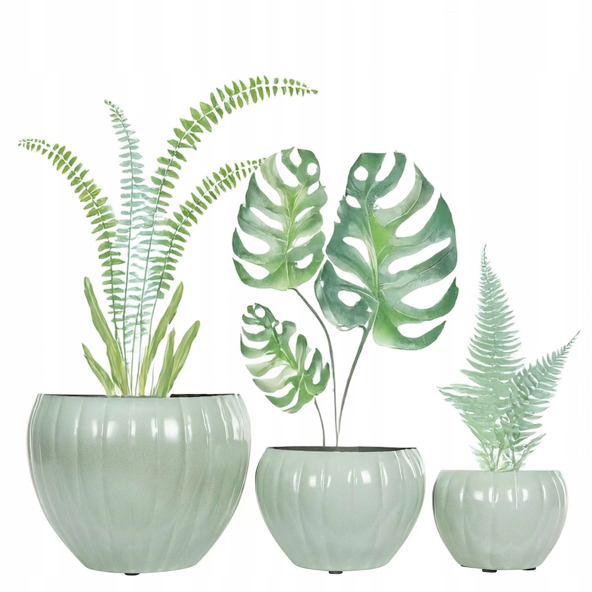 DONICZKA TURKUSOWA METALOWA 3 szt do salonu palmy loft osłonka na bonsai