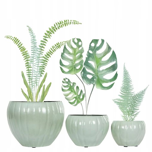 DONICZKA TURKUSOWA METALOWA 3 szt do salonu palmy loft osłonka na bonsai