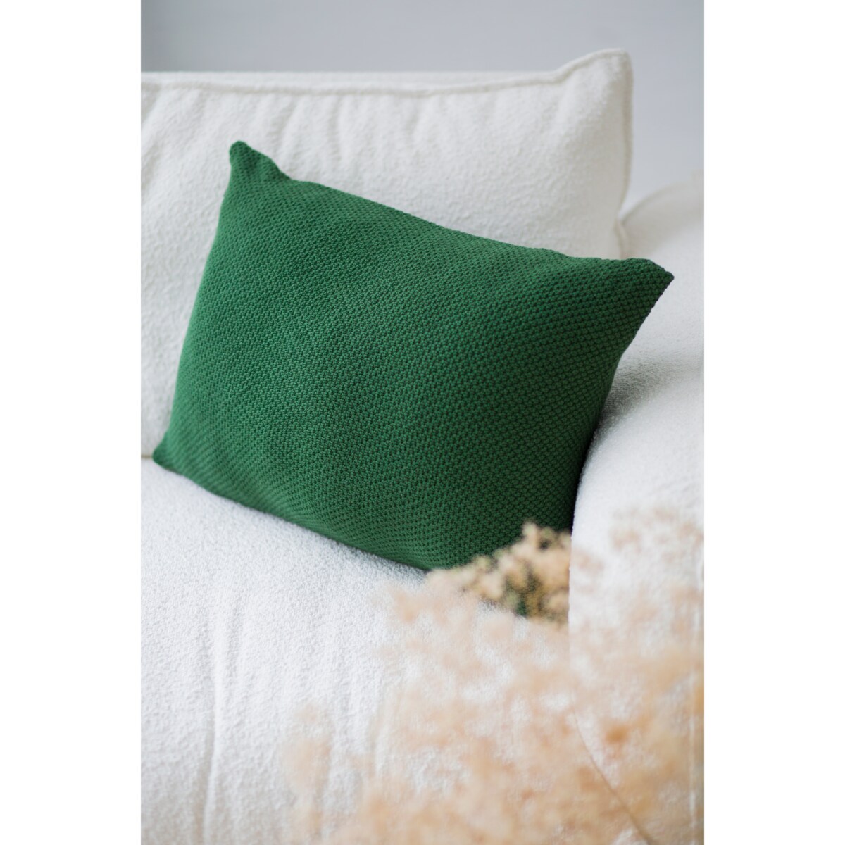 Poszewka pleciona podłużna zielona, 40 x 60 cm, La Manta